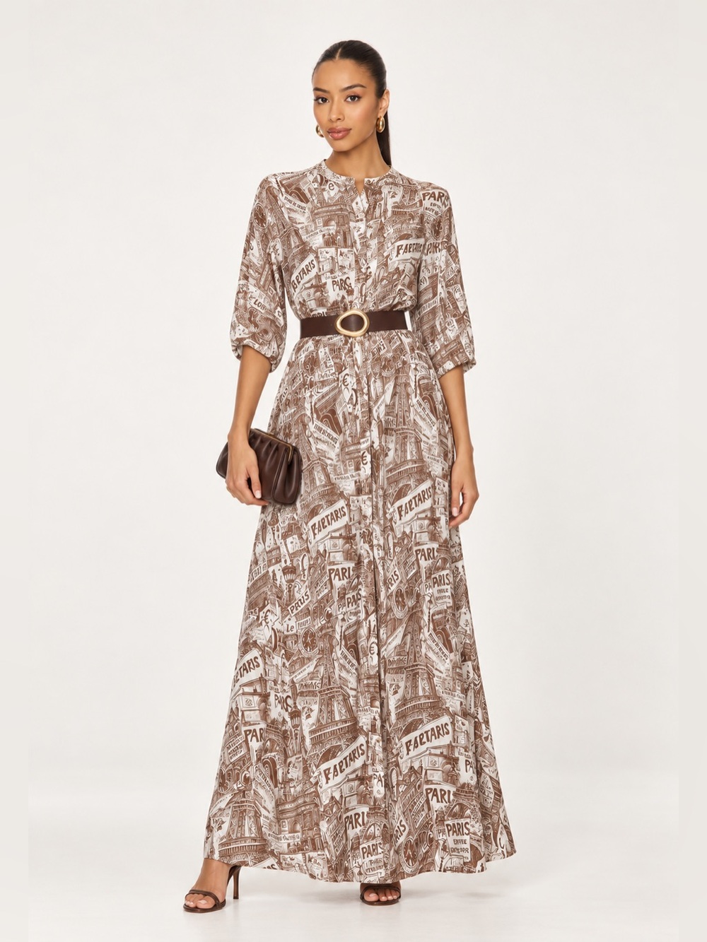 Lola Silk Paris Print Silk Blend Dress Made in Italy